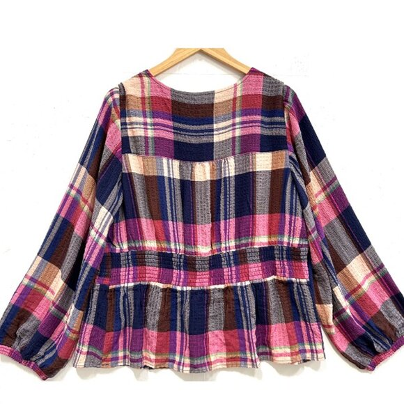 Pilcro Plaid Deep-V Blouse Plus size - Picture 6 of 10